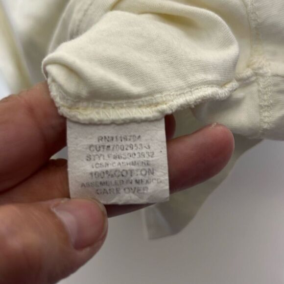 One World Women's Cream Crochet Sequin 3/4 Sleeve 100% Cotton Blouse Large - Picture 9 of 9